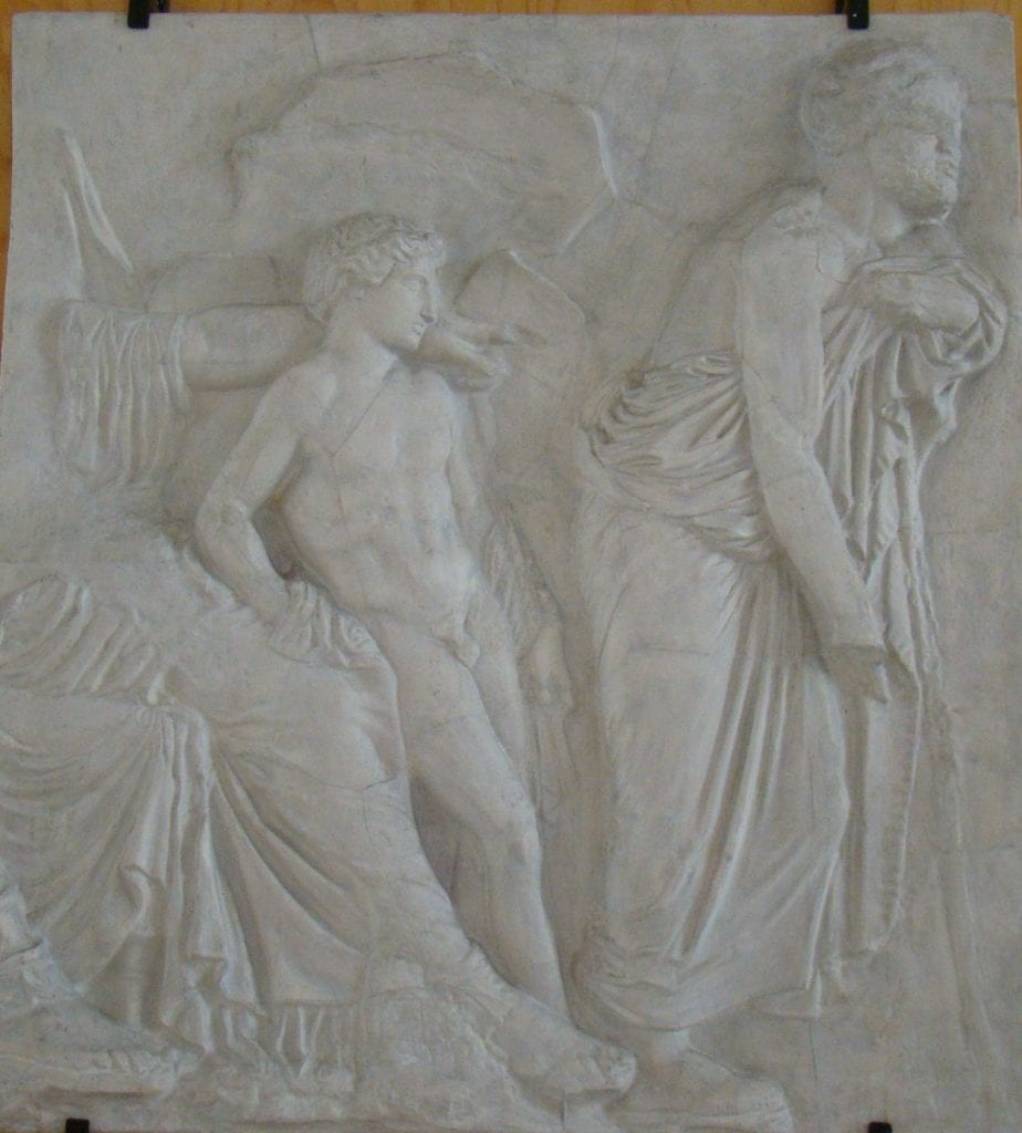 Afrodíté s Erótem. Tzv. Fauvelova deska z vlysu Parthenónu