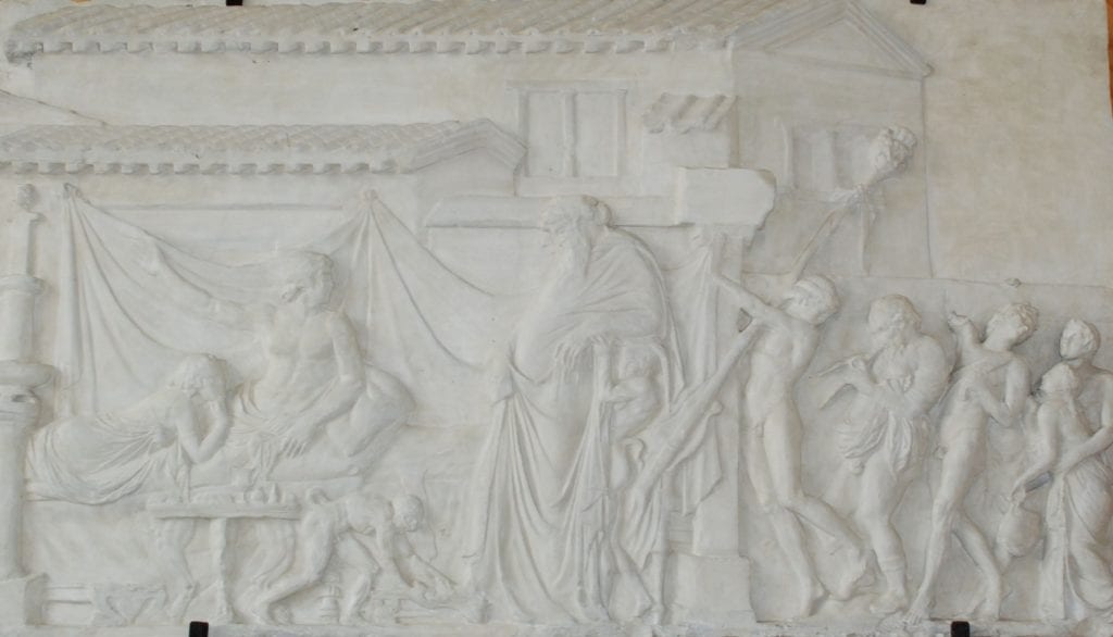 Reliéf s Dionýsovým příchodem na hostinu